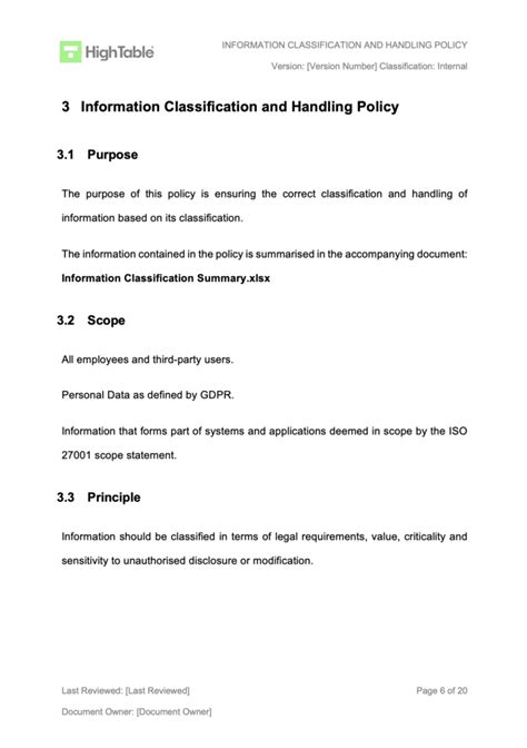 Read Online Information Classification Handling Policy 