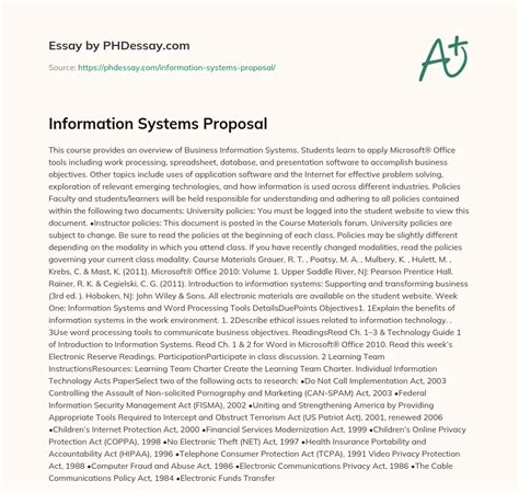 Download Information Systems Proposal Paper 