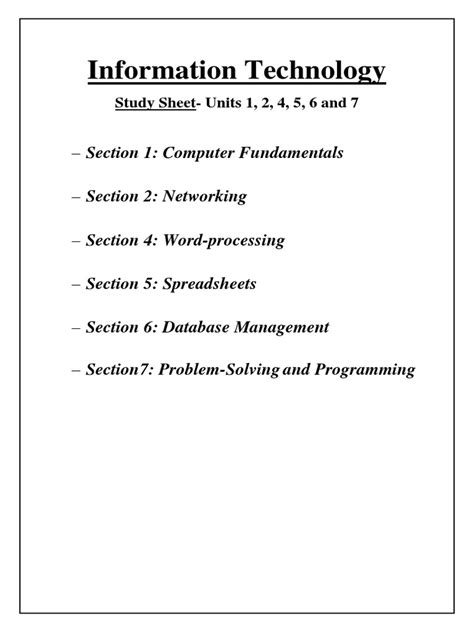 Read Online Information Technology Study Guide 