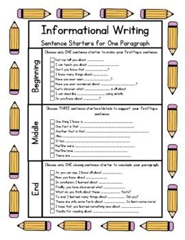 Informational Writing Sentence Starters Graphic Organizer Sentence Starters For Informational Writing - Sentence Starters For Informational Writing