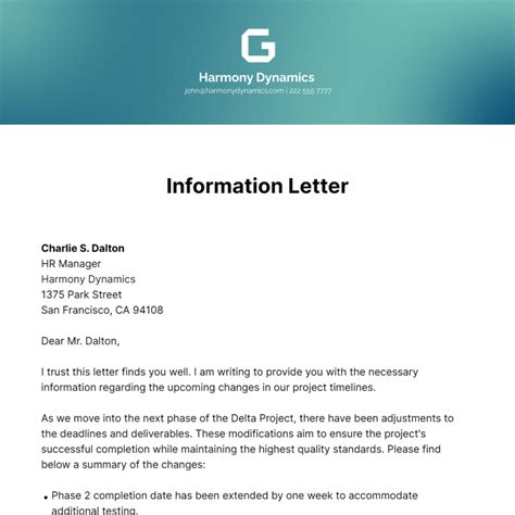 Informative Letter Sample