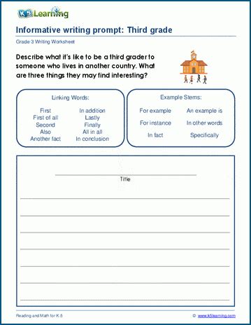 Informative Writing Worksheets K5 Learning 3rd Grade Informational Writing Prompts - 3rd Grade Informational Writing Prompts