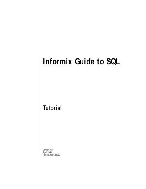 Read Informix Guide To Sql Tutorial Volume 2 