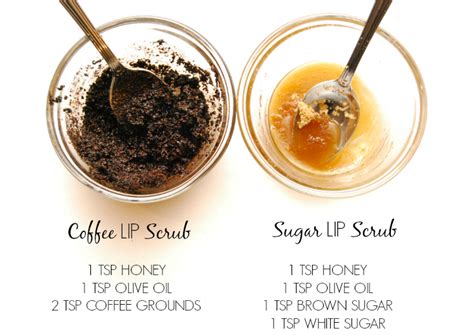 ingredients to make lip scrub using coffee