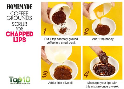 ingredients to make lip scrub using coffee