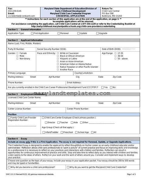 initial application for maryland state authorized