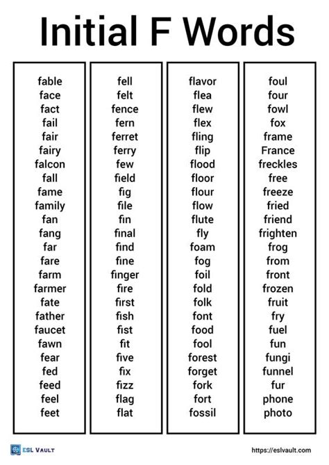 Initial F Words List And 32 Free Pictures F Sound Words With Pictures - F Sound Words With Pictures