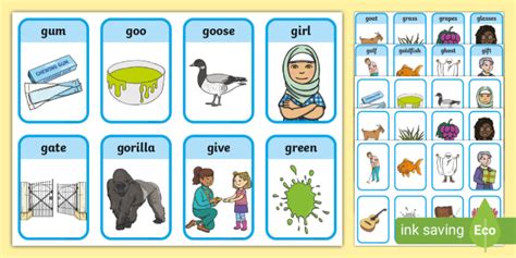 Initial G Sound Playing Cards G Words For G Sound Words With Pictures - G Sound Words With Pictures