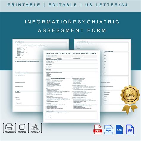 initial psychological diagnostic assessment template