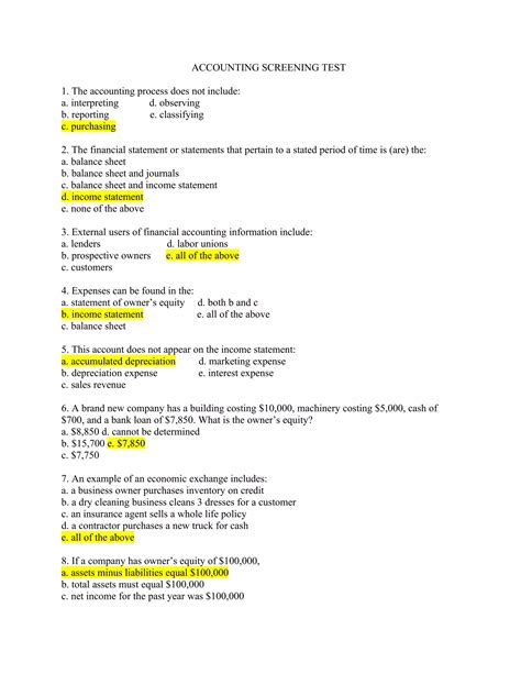 Initial Screening Test For Accounting Job