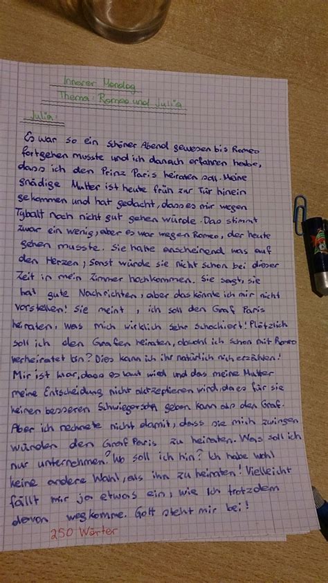 Innerer Monolog Beispiel