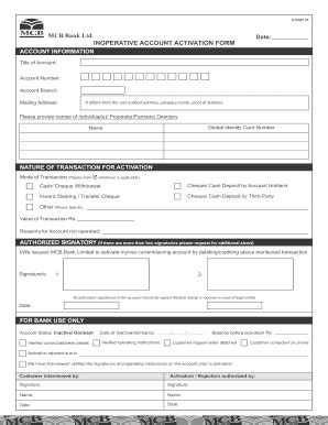 Read Inoperative Account Activation Form Mcb Bank 