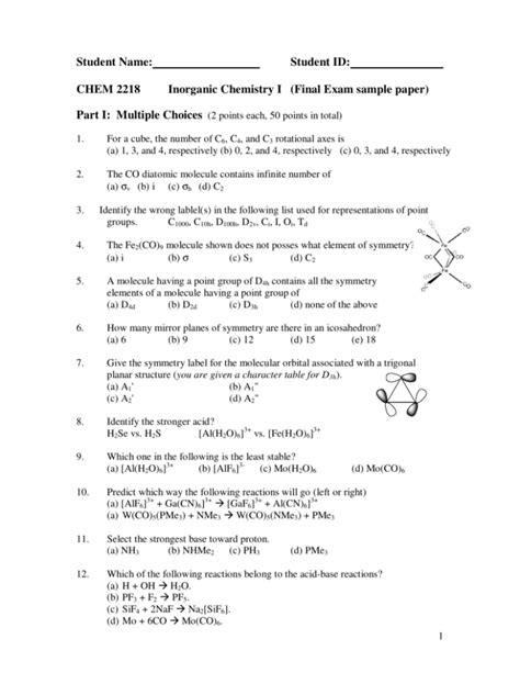 Read Inorganic Chemistry Question Papers 