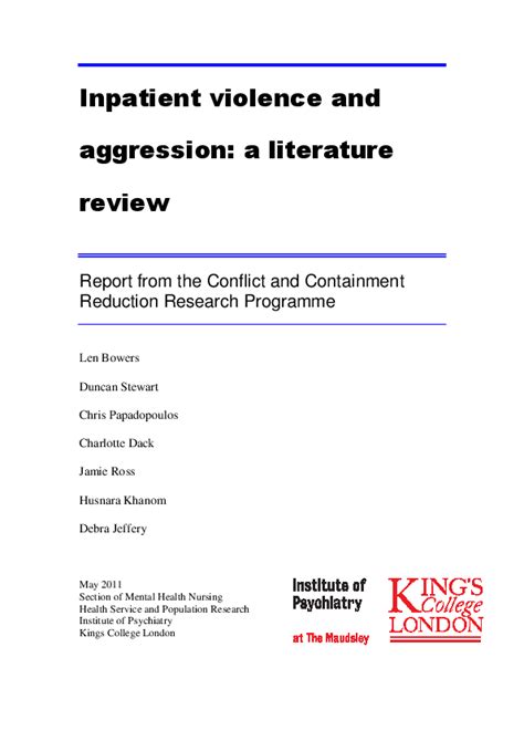 Download Inpatient Violence And Aggression A Literature Review 