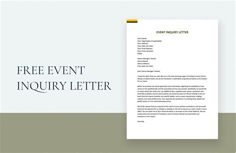 inquiry for event venue sample letter