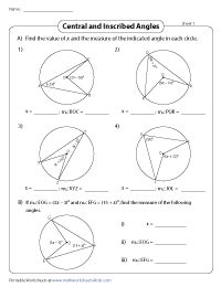 Inscribed Angles And Central Angles Worksheets Math Worksheets Circles And Arcs Worksheet - Circles And Arcs Worksheet