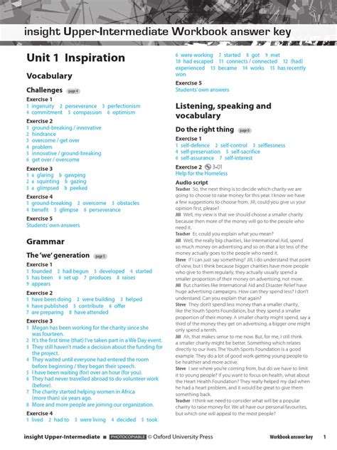 Insight Intermediate Workbook Key