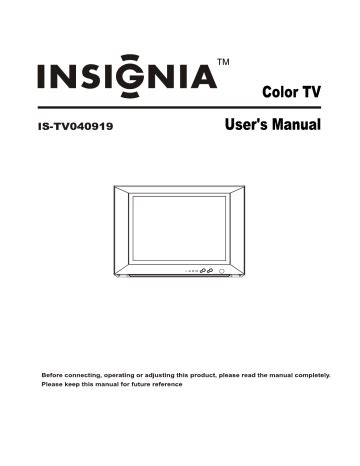 Read Insignia Crt Television User Guide 