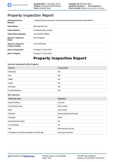 Inspection Report Templates