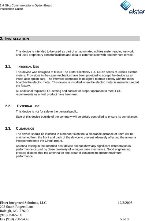 Installation Guide Elster