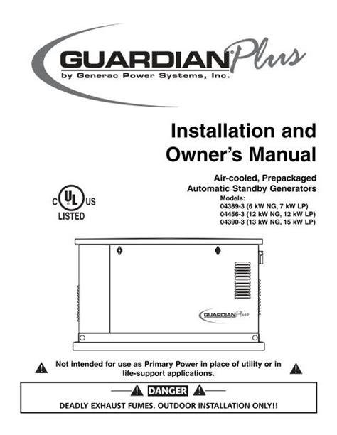 installation manual generac parts