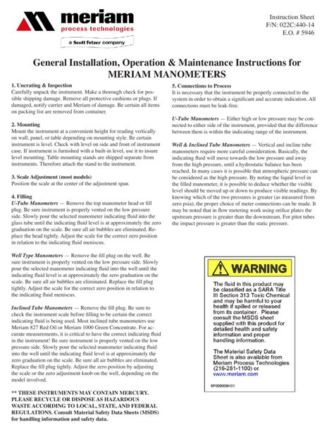 Installation Operation And Maintenance Instructions