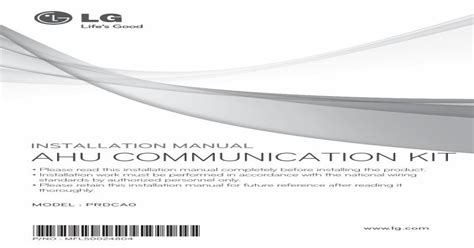 Read Installation Manual Ahu Communication Kit 