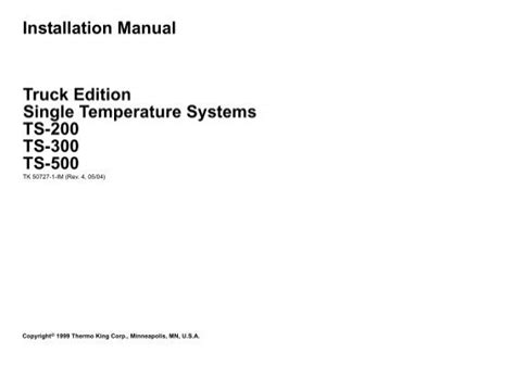 Full Download Installation Manual Truck Edition Single Temperature 