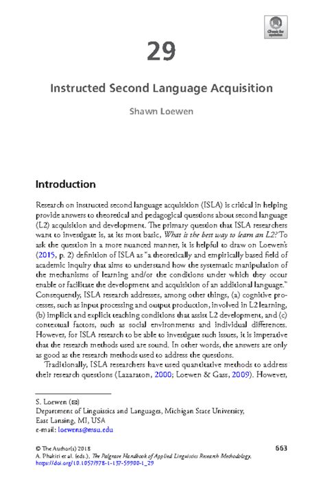 instructed second language acquisition a literature review