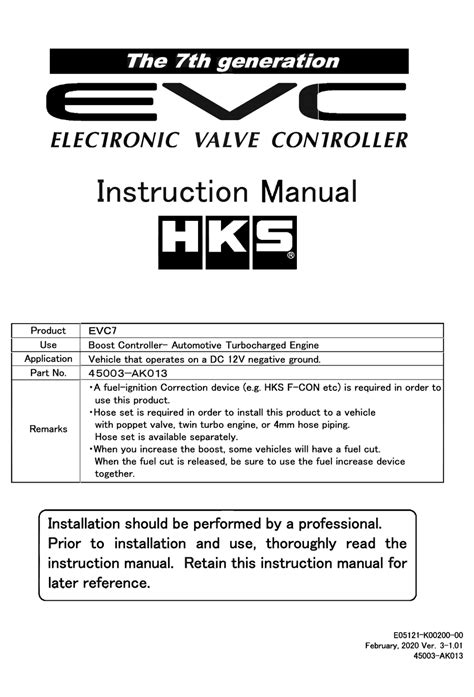 Download Instruction Manual Hks 