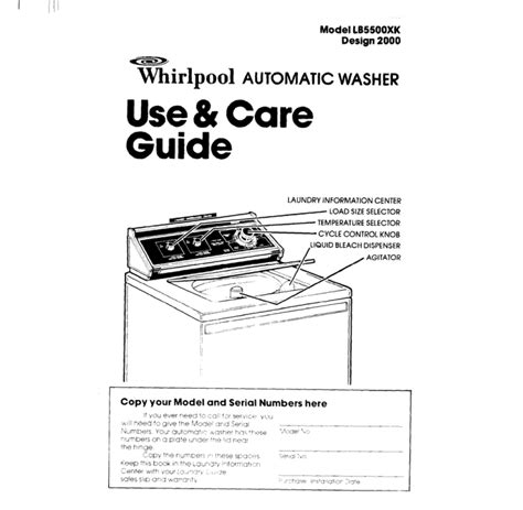 Read Online Instruction Manual Whirlpool Washing Machine 