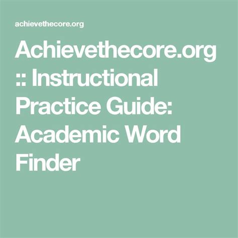 Instructional Practice Guide Academic Word Finder Achievethecore Org Academic Vocabulary By Grade Level - Academic Vocabulary By Grade Level