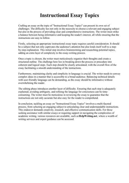 Full Download Instructional Topics For A Paper 