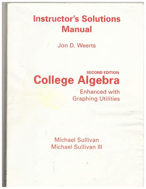 instructor solution manual college algebra 4th edition