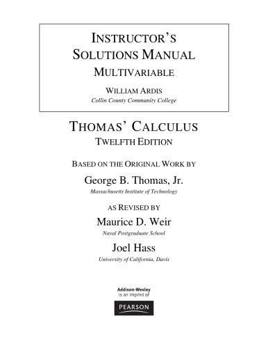 Instructor Solution Manual For Multivariable Calculus 4th