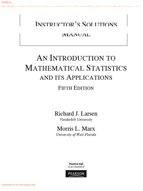 Instructor Solutions Manual Mathematical Statistics With Applications
