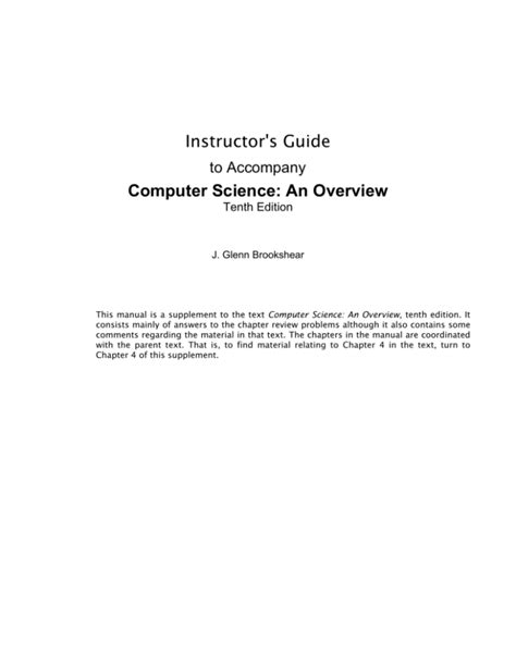 Download Instructor Guide Computer Science An Overview 