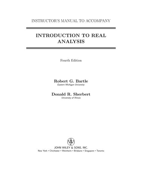 Read Online Instructor Manual Introduction To Real Analysis Bartle 