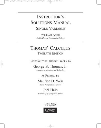 Instructor39s Solutions Manual Thomas