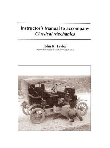 Instructors Solution For Classical Mechanics Taylor