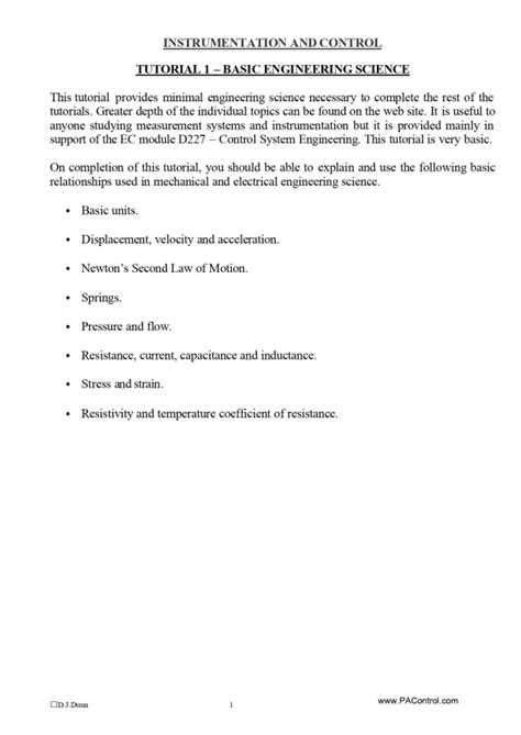 Read Instrumentation And Control Tutorial 1 Basic Engineering 