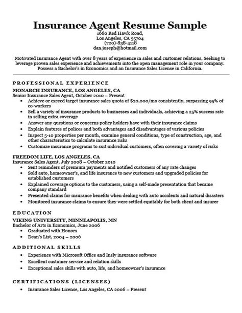 Insurance Agent Resume Sample Resume Companion Insurance Resume - Insurance Resume