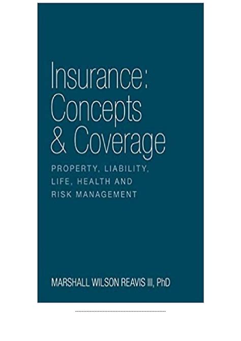 Read Insurance Concepts Coverage Property Liability Life Health And Risk Management 