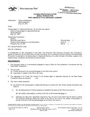 Insured Closing Letter