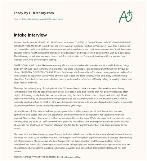 Intake Interview Example