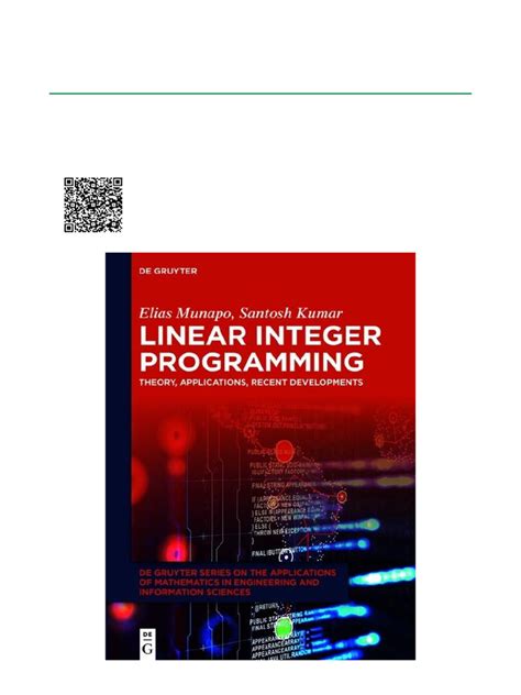 Integer Programming Theory Applications And Computations Operations Research And Industrial Engineering
