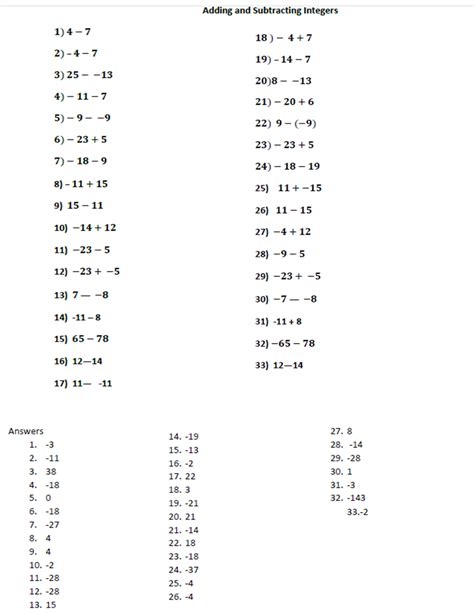 Integers Addition And Subtraction   Adding And Subtracting Integers Worksheets Math Worksheets 4 - Integers Addition And Subtraction