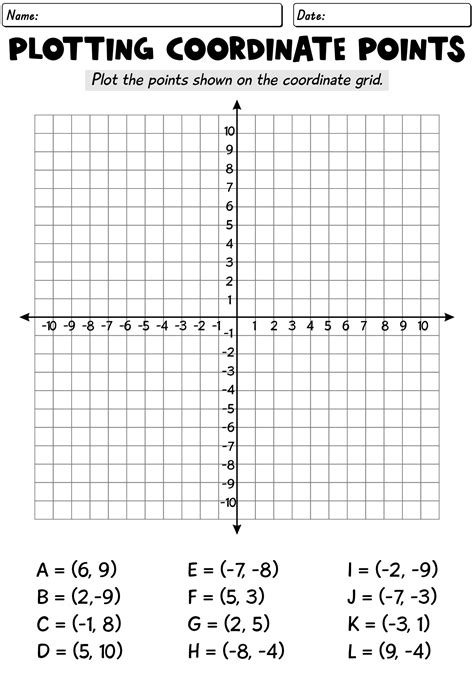 Integers Coordinate Picture Printable