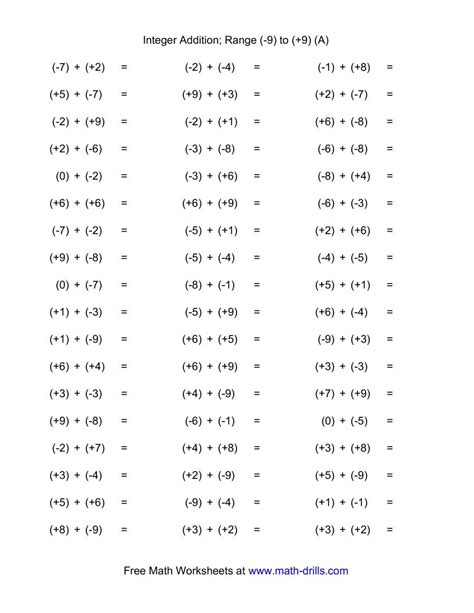 Integers Worksheets Math Drills Addition And Subtraction Of Integers - Addition And Subtraction Of Integers