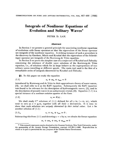 Integrals Of Nonlinear Equation Of Evolution And Solitary Waves